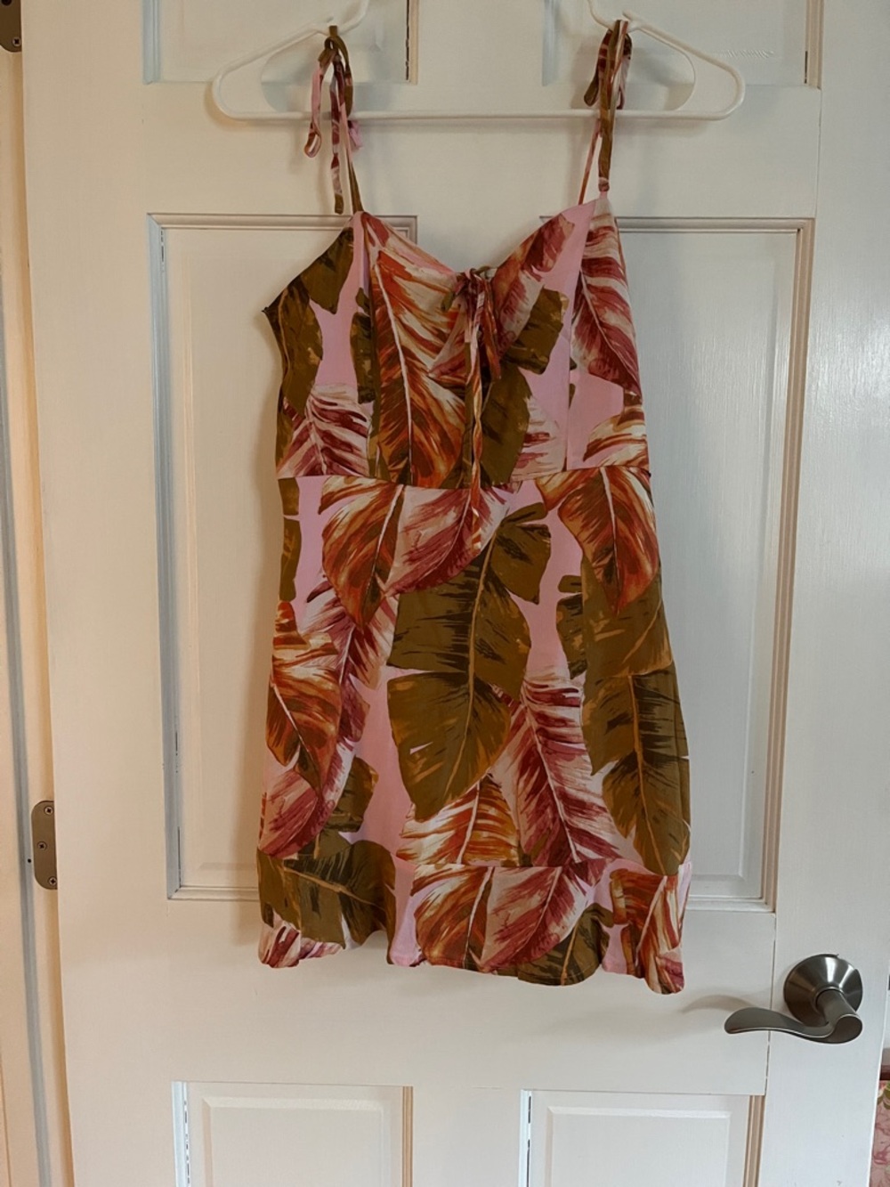 Forever 21 Pink Tropical Leaf Print Cami Dress